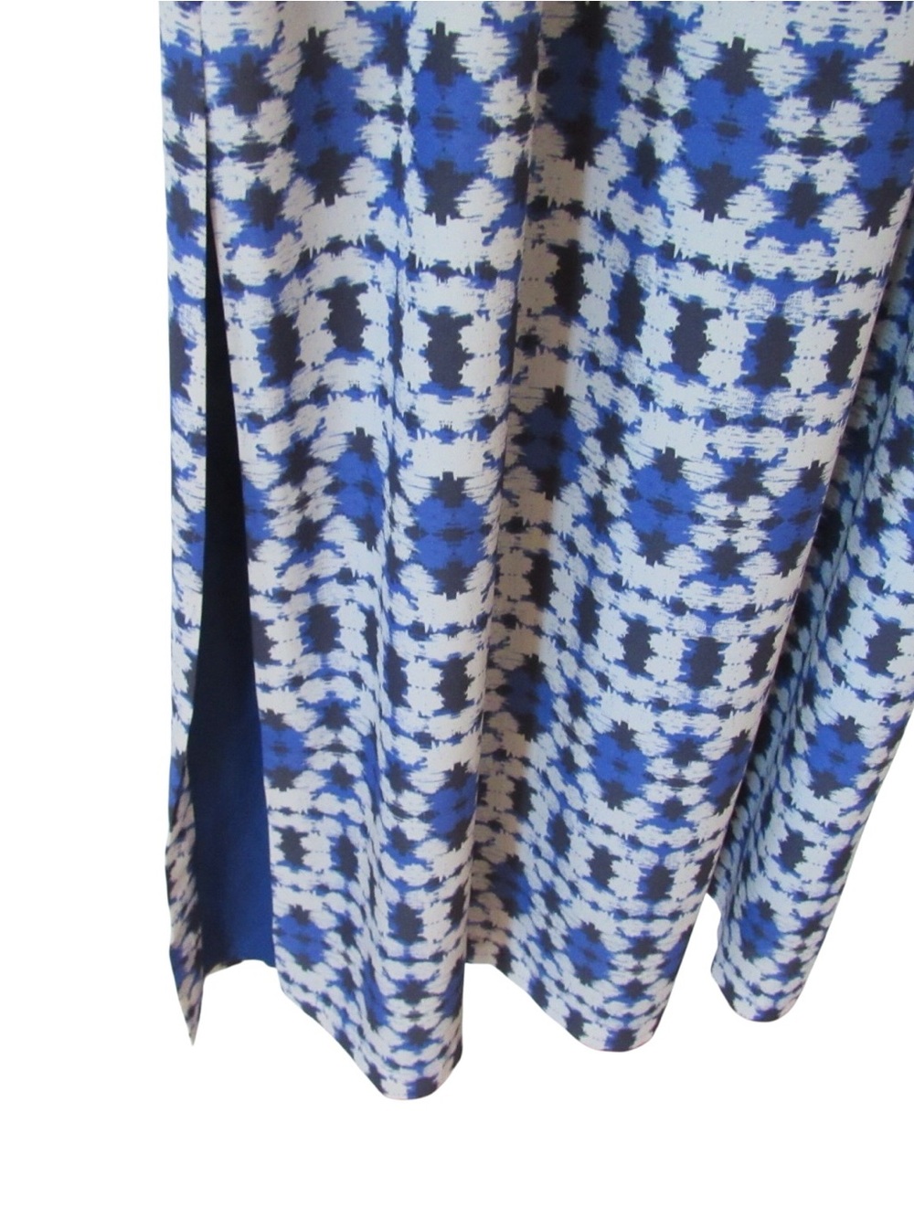 J Crew Factory Navy Blue White Maxi Dress 0 Tribal Print Sleeveless Halter Lined - Picture 9 of 12
